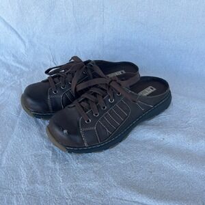 Y2K VTG No Boundaries Brown Lace Up Mules Clogs Chunky Platform Shoes Womens 8